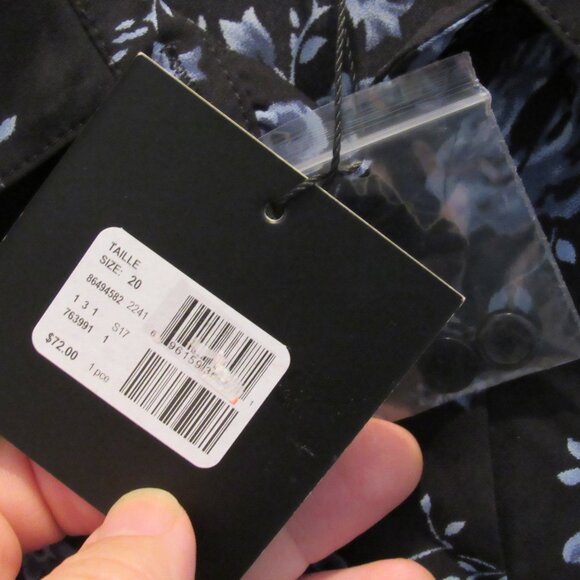 Michel Studio Collection Floral Blouse Sz 20 Long Sleeve Sheer Black Blue NWT - Picture 6 of 8